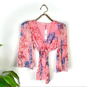 Alice and Olivia Silk Wrap Top in Lola Floral